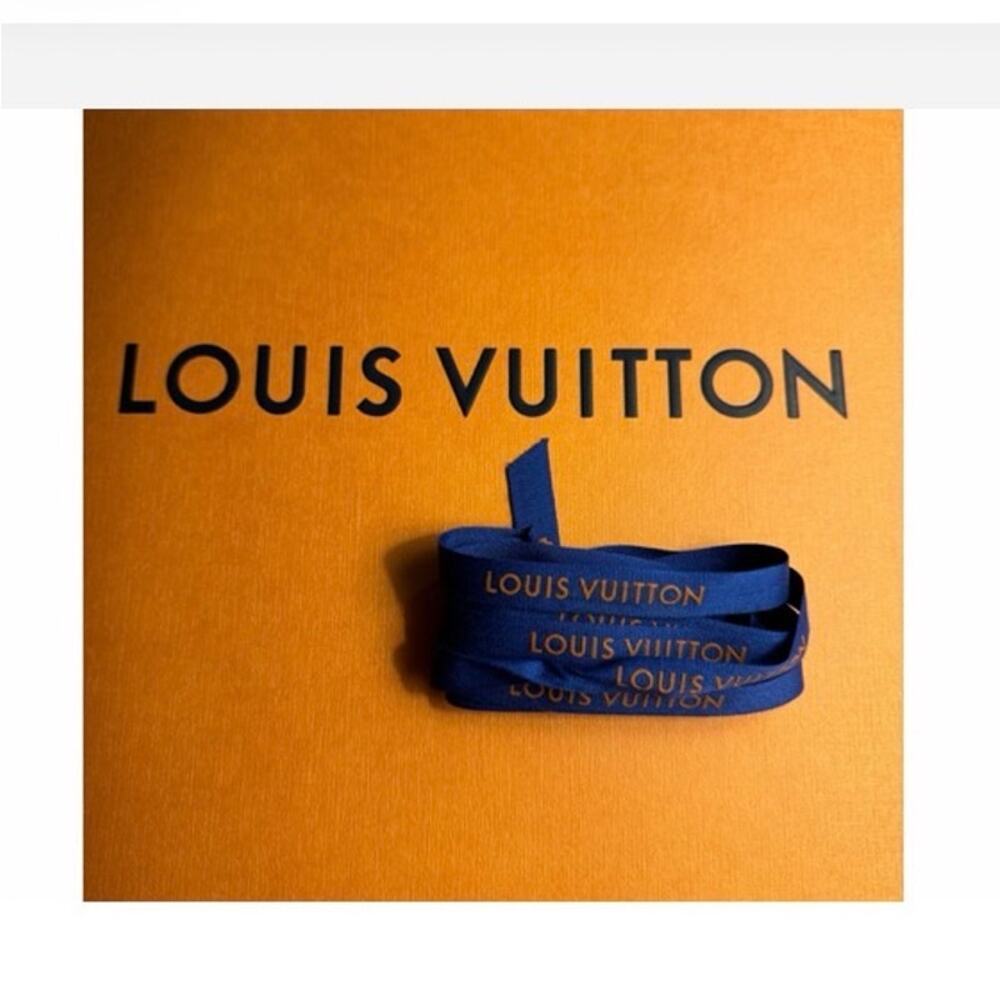 6 sets of Authentic blue and‎ gold Louis Vuitton 1/2 inch ribbon 80+ inches long